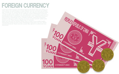 Composition of Yuan currency on transparent background
