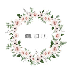 Floral vector frame with place for your text. Can be used as creating card, invitation card for wedding,birthday and other holida