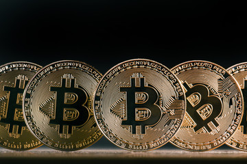 Shiny golden bitcoins
