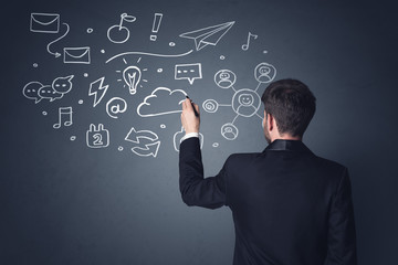 Businessman with white applications