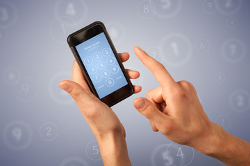 Female hand holding smartphone