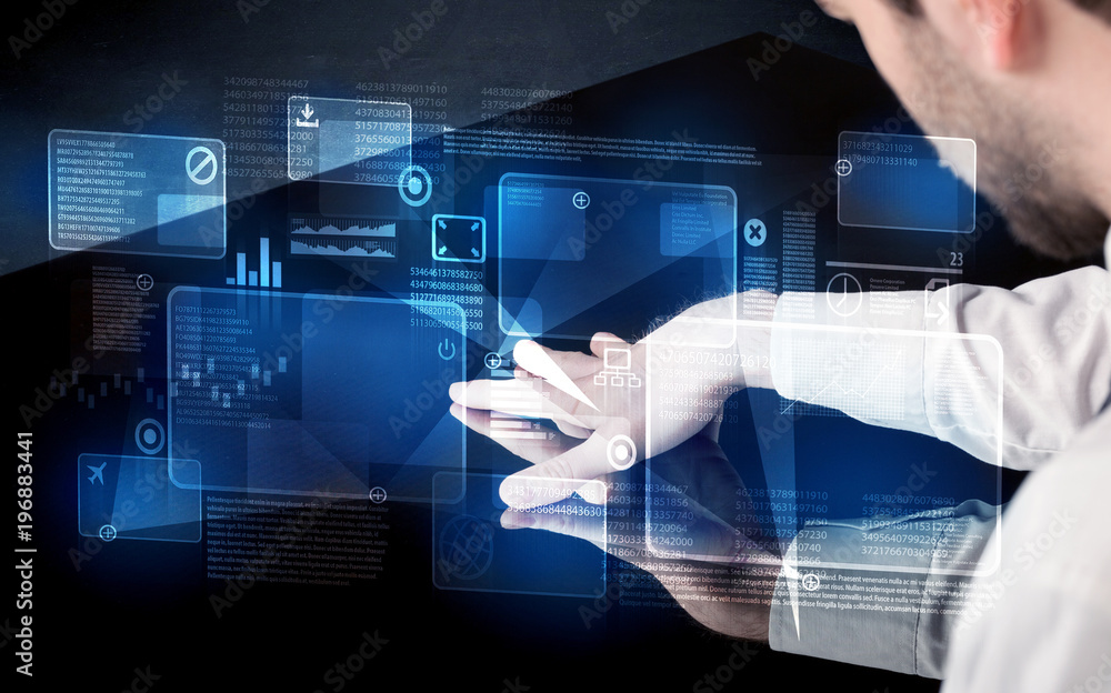 Poster Man pressing technology smart table interface