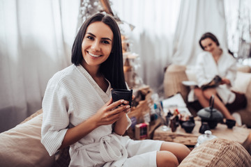 Young women in spa salon