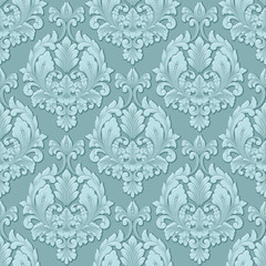 Vector volumetric damask seamless pattern background. Elegant luxury embossed texture for wallpapers, backgrounds and page fill. 3D elements with shadows and highlights.