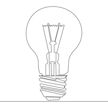 Continuous one line drawing light bulb symbol