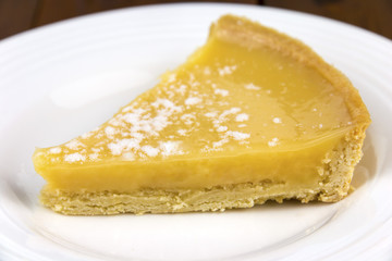 Lemon Tart on a White Plate