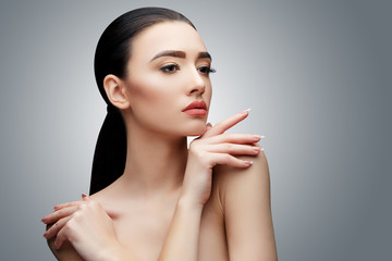 Brunette asian girl with long straight hair