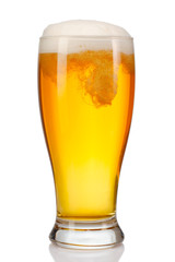 glass of beer isolated on white background.