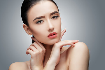 Brunette asian girl with long straight hair