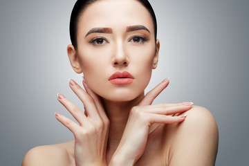 Brunette asian girl with long straight hair