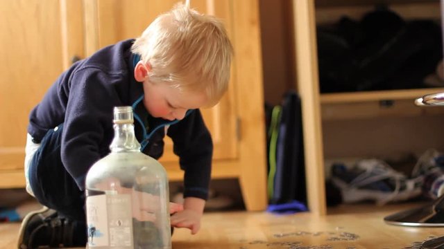 Boy playing with money