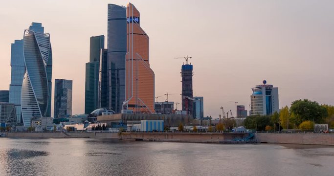 Moscow city Moscow International Business Center , Russia Timelapse.