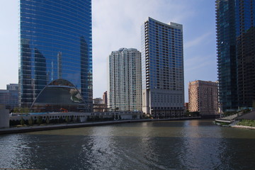 City Scape at Chicago River in Chicago in Illinois in the USA
