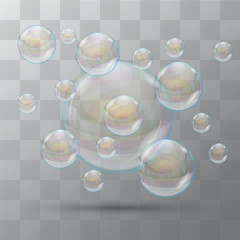 Bubble. Foam soap. Some bubbles on a transparent background. Vector bubbles