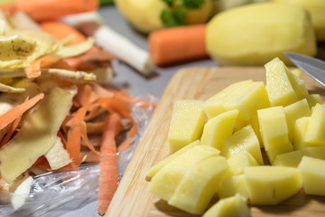 Peeling the veatable for cooking