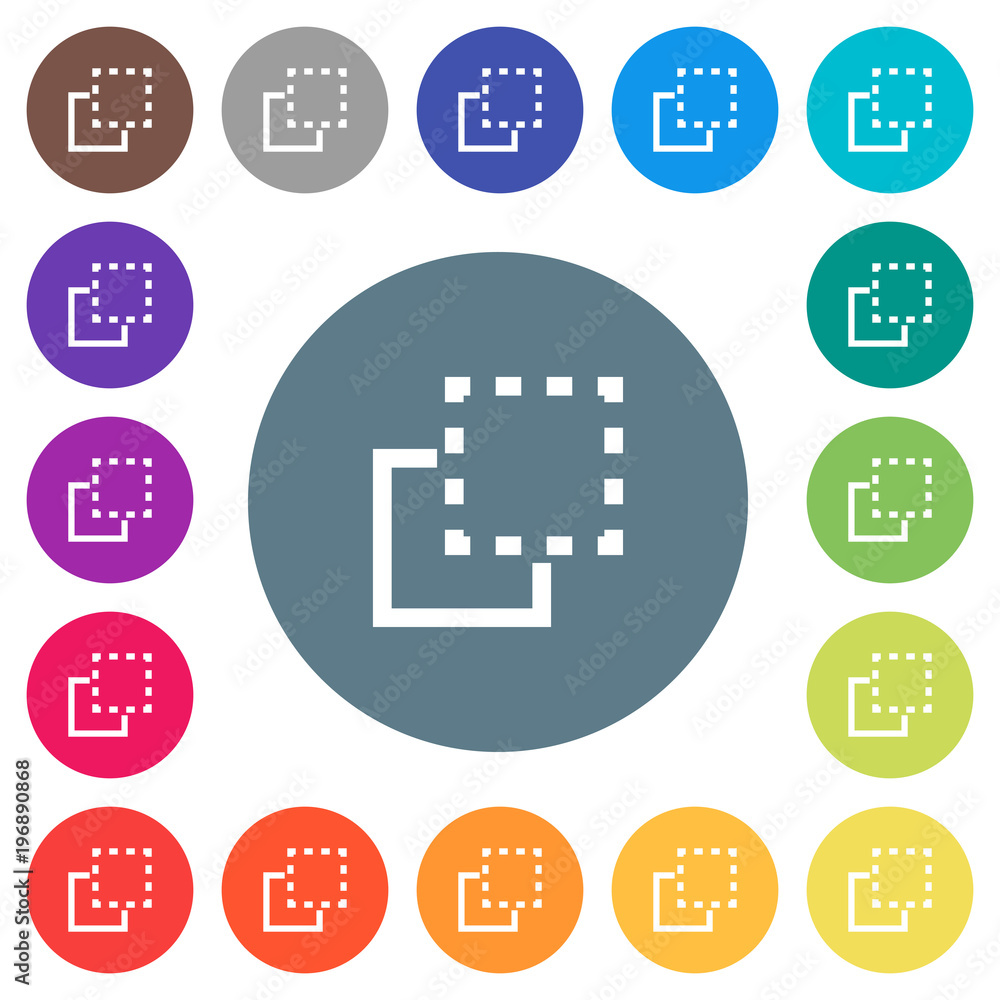 Poster bring element to front flat white icons on round color backgrounds