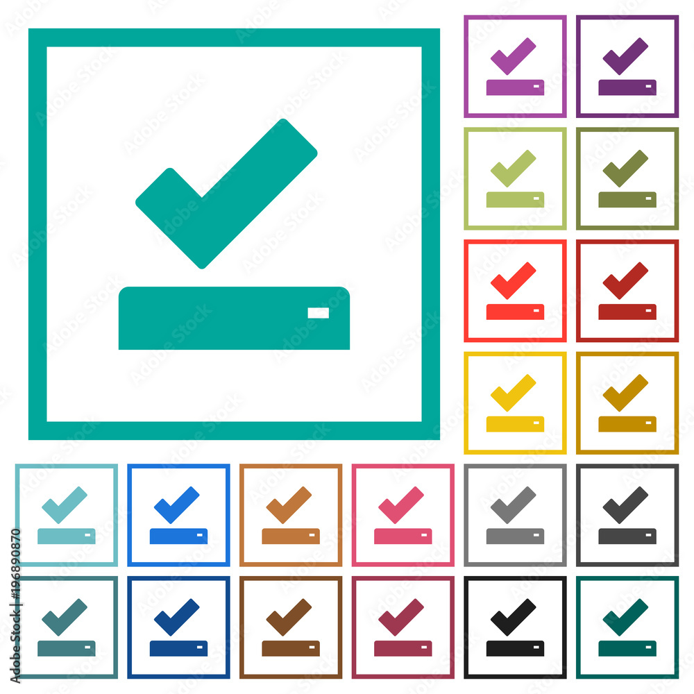 Poster successfully saved flat color icons with quadrant frames