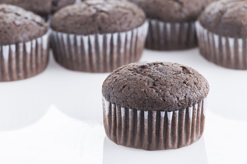 homemade cupcakes isolated on white background, close up
