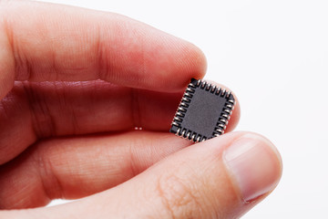 Microchip on finger.