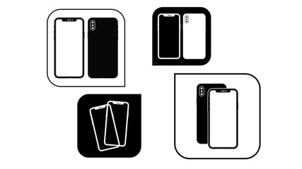 stylish set of contour smartphones in the image of icons for advertising, text, design, processing, promotion