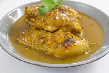 poulet curry et lait de coco