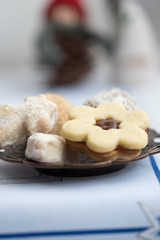 Christmas cookies on dinner table during celebration