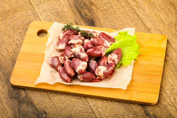 Raw chicken hearts