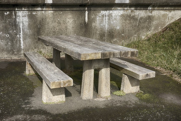 Picnic table in Depoe Bay on the Oregon Coast U.S.A.