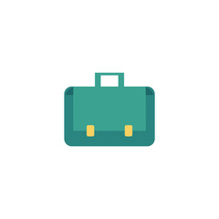 Vector flat briefcase, business case, bag icon. Luggage, baggage suitcase, businessman office worker manager attribute. Isolated illustration on a white background