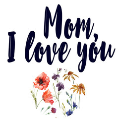 I Love You, Mom - a floral watercolor logo