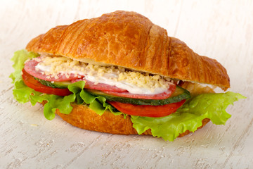 Croissant with salami