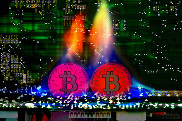 Bitcoin virtual, electronic currency on fire