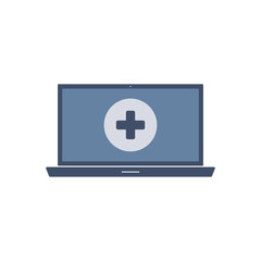 Laptop. Medical icon. Isolated on white. Vector