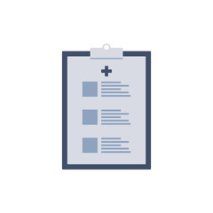 Medical clipboard and pen. Medical icon. Isolated on white. Vector