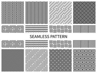 Set of seamless geometric pattern in line style. Vector illustration for minimalistic design. Abstract background.