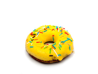 yellow donut isolated on the white background