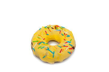yellow donut isolated on the white background