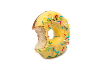 yellow donut isolated on the white background