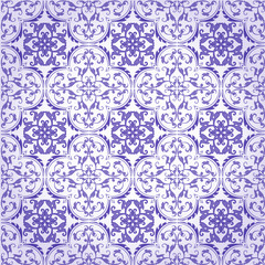 Seamless Damask Background Pattern Design and Wallpaper Made of Turkish Texture Ceramic Tiles in Raster