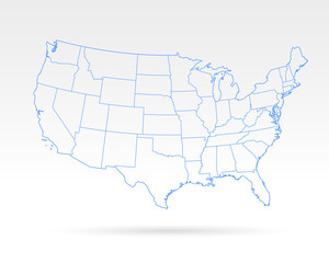 USA blue outline simple map