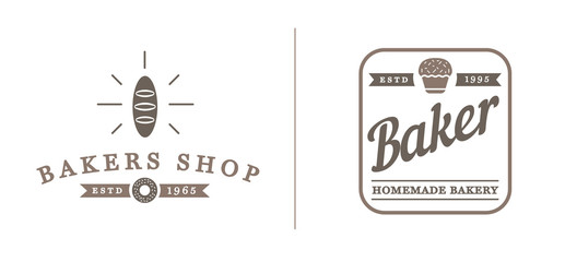 Set of Raster Bakery Pastry Elements and Bread Icons Illustration can be used as Logo or Icon in premium quality
