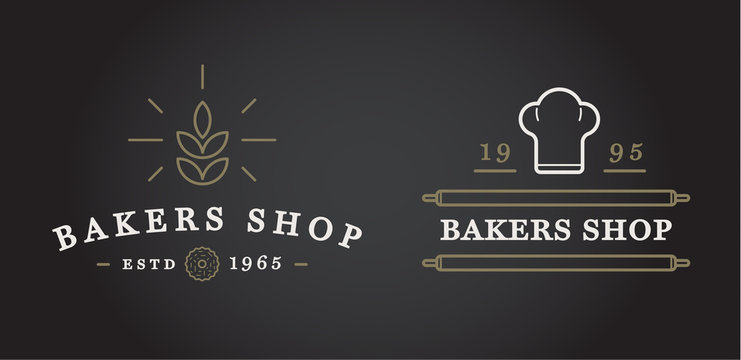 Set of Raster Bakery Pastry Elements and Bread Icons Illustration can be used as Logo or Icon in premium quality