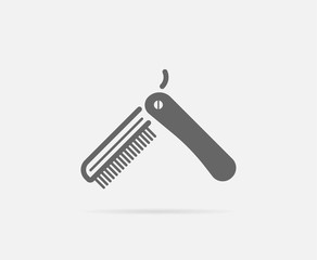 Folding Hairbrush Raster Element or Icon, Illustration Ready for Print or Plotter Cut or Using as Logotype with High Quality