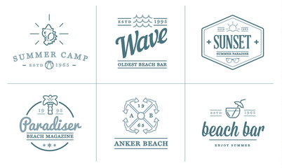 Set of Raster Beach Sea Bar Elements and Summer can be used as Logo or Icon in premium quality