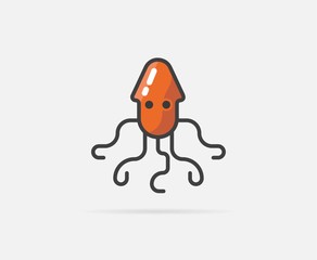 Raster Illustration of Octopus can be used as Logo or Icon