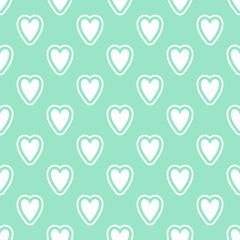Cute seamless vector pattern with hearts in circles
