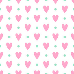 Cute seamless vector pattern with hearts