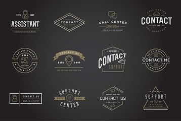 Set of Contact us Service Elements and Assistance Support can be used as Logo or Icon in premium quality