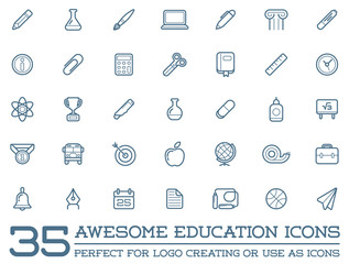 Set of Raster Education Icons Illustration can be used as Logo or Icon in premium quality