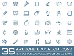 Set of Raster Education Icons Illustration can be used as Logo or Icon in premium quality
